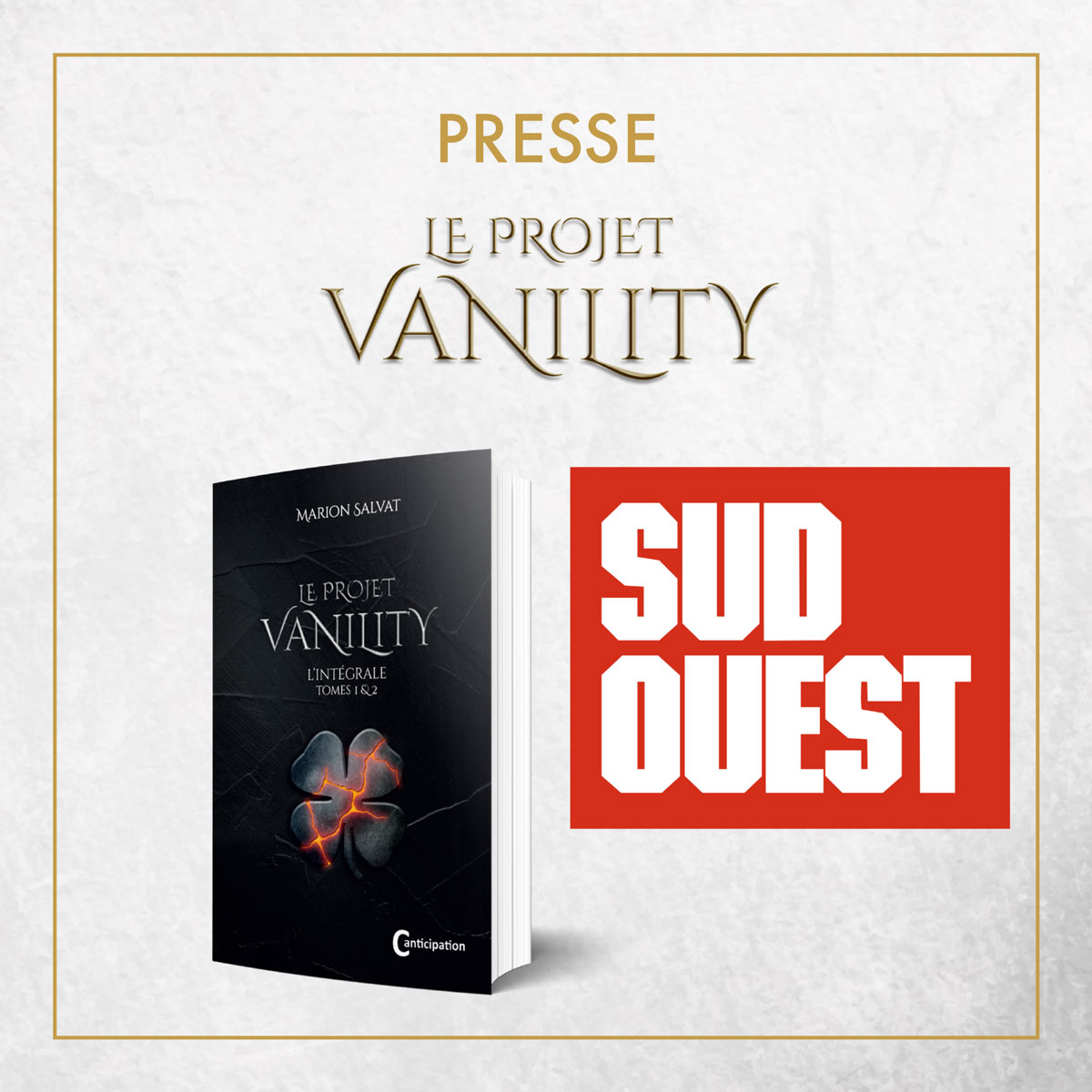 Presse - Marion Salvat - Autrice de la quadrilogie Le Projet vanility - Young adult - Romans dystopiques - Anticipation